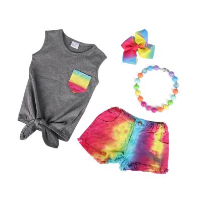 China Summer Girls Casual Rainbow Jean Outfits for sale