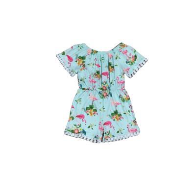 China Anti-pilling Spring Summer Baby Clothes Blue Flamingo Print Romper for sale