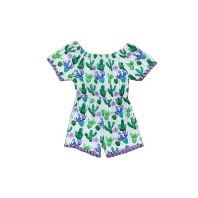 China Anti-pilling Baby Spring Summer Clothes Cactus Print Green Romper for sale