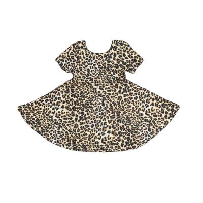 China Anti-wrinkle spring summer girls clothes leopard print pirouette milk silk dress for sale