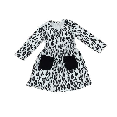 China Anti-wrinkle Winter Girls Leopard Print Pocket Dress for sale