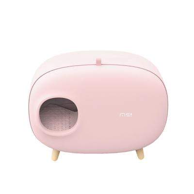 China Pet Cat Litter Box Semi Closed Cat Litter Box Semi Closed Deodorizer Cat Potty Big Space Sand Cat Bedpan Basin Viable Cleaning for sale