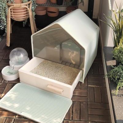 China Fully Enclosed Cats Toilet Viable Cat Litter Box Drawer Type Deodorant Kitten Bedpans Anti-Splash For Cat Under 20kg Pet Sand Box for sale