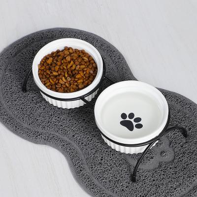 China Non-slip Iron Dog Feeder Accessories Double Raised Stand Pet Supplies Water Bowl Cat Food Bowls for sale