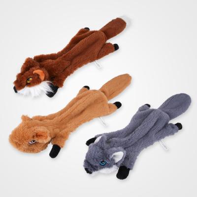 China New Viable Creative Dog Toys Bite Wear-resistant Voice Molar Pet Fox Squirrel Plush Toy for sale