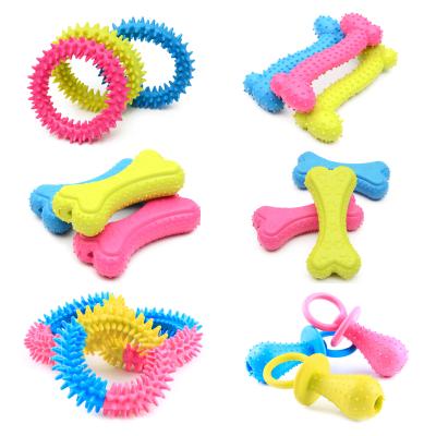 China 1pc Durable Bite Resistant Rubber For Small Dog Clean Teeth Training Dogs Chew Toy Random Color for sale