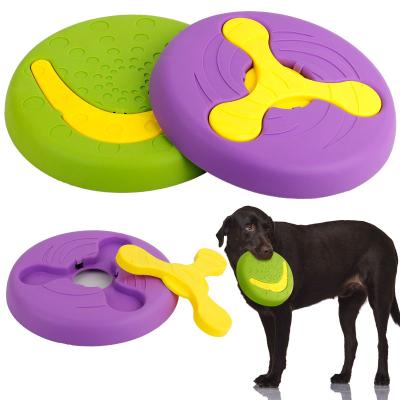 China New Plastic Dog Toy Flying Discs Interactive Toys for Medium Large Dogs 2 in 1 Educational Throw Toy Indestructible Dog Training Agility for sale