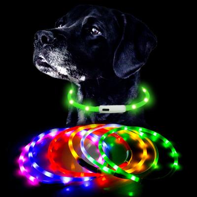 China DETACHED LED Collar Dog Cat Night Light Safety Collar USB Rechargeable Glowing Luminous Pet for sale