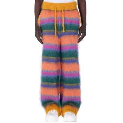 China Anti-wrinkle OEM and ODM custom men's mohair knitted pants designer knits pants furry men winter knit drawstring pants for sale