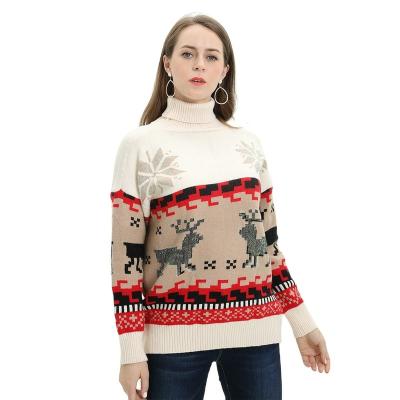 China custom sweater Jumper Ugly Christmas Sweater Anti-wrinkle fashion turtle neck snowflake longsleeve Christmas sweater unisex knitwear for sale