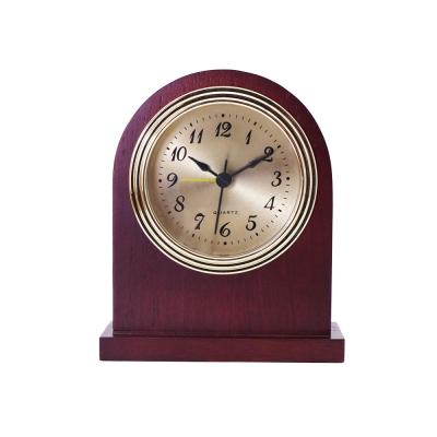 China Antique Style Wine Red Color Solid All Gold Desk Alarm Clock for sale