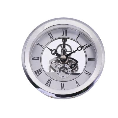 China Copper Diameter 103mm Silver Metal Skeleton Quartz Clock Movement Insert Clock for sale