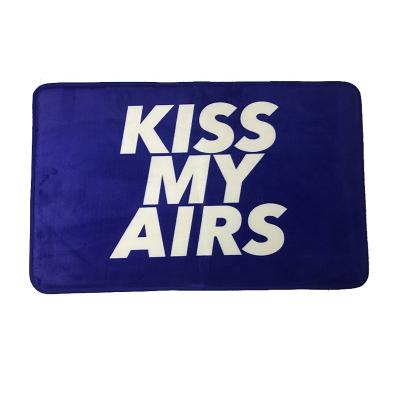 China Washable Kiss My Airs 45*75cm Coral Fleece Floor Mat Printed Custom Door Mat With Company Logo for sale