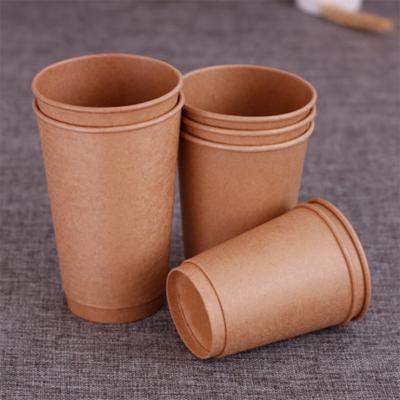 China Biodegradable Disposable Kraft Paper Double Wall Paper Cup Hot Paper Coffee Cups And Lids for sale