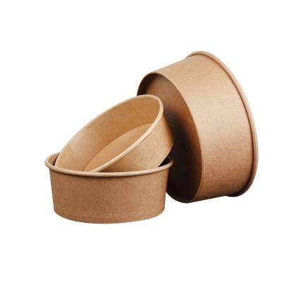 China Factory Biodegradable Custom Take Away Eco - Friendly Disposable Salad Bowl Kraft Bowl With Lid for sale