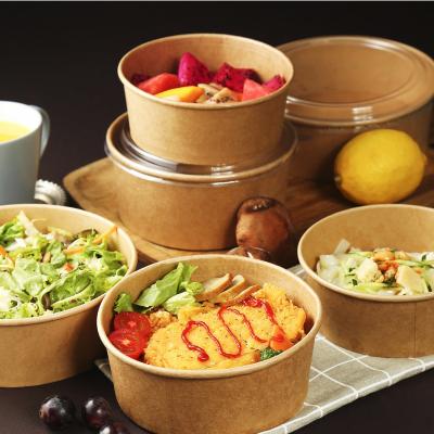 China Biodegradable Waterproof And Greaseproof Brown Kraft Paper Bowl 64 Oz Paper Bowl for sale