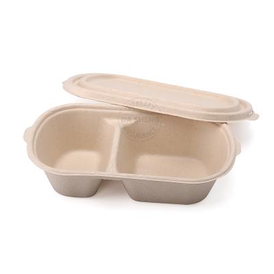 China Biodegradable Disposable Paper Pulp Sugar Cane Fiber Plates Packaging Food Lunch Box for sale