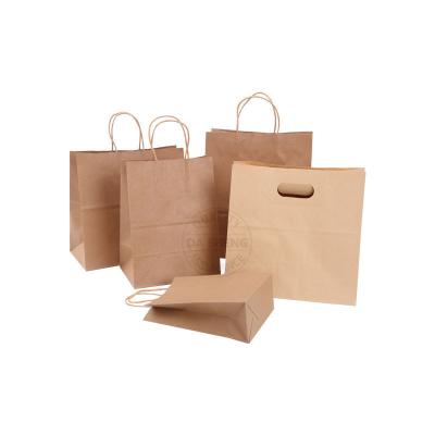 China Cheapest Biodegradable Flat Kraft Paper Bag With Custom Logo Printed Twisted Handle Paper Bag For Packaging Industry for sale