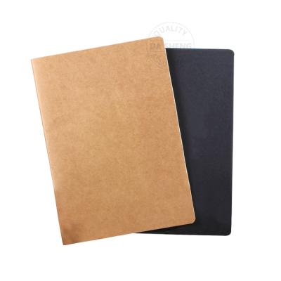 China Sewn Notebook A5 Size Brown Kraft Paper Custom Black Card Binding Notebook Eco Friendly for sale