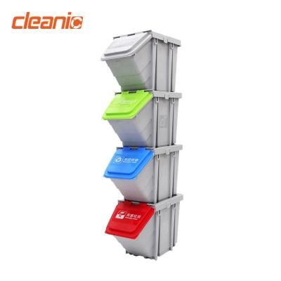 China Viable Garbage Color Coded Classification System 25 Liter Commercial Harmful Garbage Sorting Plastic Waste Bin With Wheels for sale