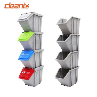 China Eco Friendly Fire Retardant Plastic Waste Container Stackable Stackable Waste Recycling Sorting Bin For Commercial Office for sale