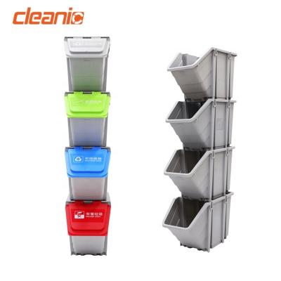 China Sustainable Innovative Design 4 Layers Matching Small Hard Plastic Recycle Stackable Bin With Wheels And Lid For Indoor Use for sale