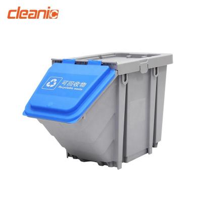 China Customized Text Sustainable Stackable Classable Plastic Waste Segregation Sorting Bin With Lid For Hospital Cleaning Trolley for sale