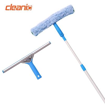 China Ergo window cleaning tool viable industrial factory handle microfiber window cleaner with telescopic extension tube for sale