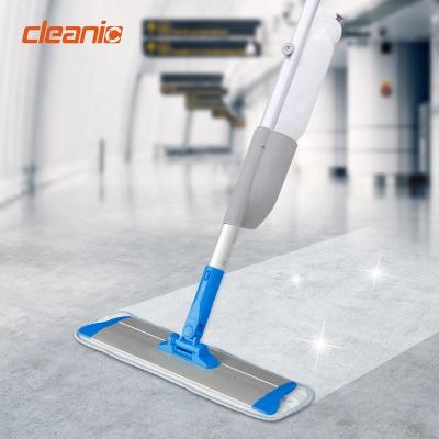 China Sustainable Commercial Hospital Tool Supplies Wet And Dry Microfiber Cleaning Flat Head Mop With Detachable Spray Bottle for sale