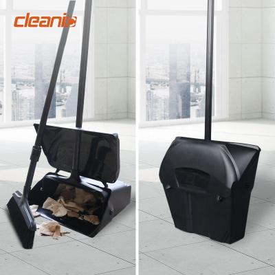 China Private Label Windproof Janitor Supplies Indoor Plastic Self Cleaning Long Handle Broom And Dustpan For Kitchen for sale