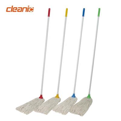 China Sustainable Italian Green Round Twine Cotton Yarn End Cut Technology Wet Mop With Aluminum Handle For Floor Deck Cleaning for sale