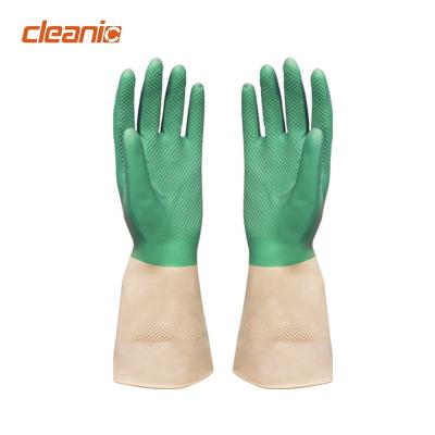 China Household Supplies Janitor Middle Cleaning Reusable Waterproof Rubber Gloves Red Green Rubber Gloves For Cleaning Dishwashing for sale