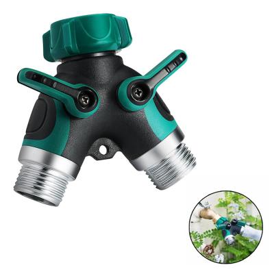 China Amazon Hot Selling 2 Way Garden Water Connectors Metal 2 Ways Hose Faucet Adapter Hose Splitter for sale