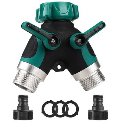 China Easily install family or outdoor using 2 way all metal body garden hose splitter for sale