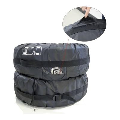 China Modern Functional Sophisticated Foldable Tire Protective Technologies Black Car Tire Cover Storage Dustproof for sale