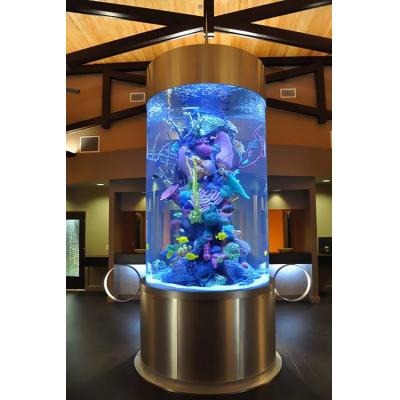 China Large Cylindrical Home Aquarium Custom Made Cylindrical High Top Transparent Acrylic Fish Tank for sale