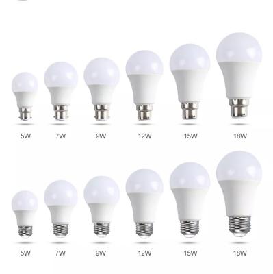 China Light Plastic B22 led bulb for hotel/office/home interior decoration easy installation 3w 5w 7w 9w 12w 15w 18w 22w E27 for sale