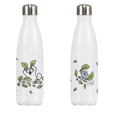 China Custom Cola Stocked Logo Sports Travel Bottle Vacuum Shape Simons Cat Bottle Double Wall Insulated Water Bottles for sale