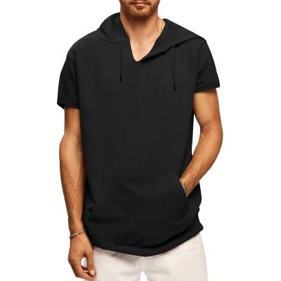 China Breathable Ready to Ship Stocklot Men's Sport Vest Short Sleeve Casual Pullover Hoodie for sale