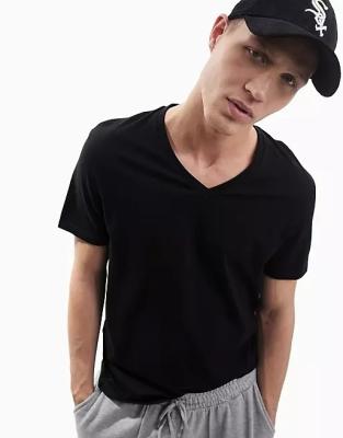 China Men's Comfortable Cotton Polyester Blend Tee Shirt Breathable V-Neck Cotton Tee for sale