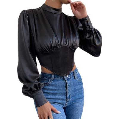 China Breathable Ladies Women's Satin Bustier Crop Top Push Up Vintage Corset Tops for sale