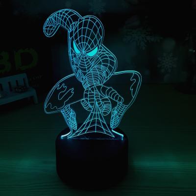 China Modern Acrylic 3D Night Light Spider Night Light For Kids Captain Unicorn Light Illusion Romantic Acrylic LED Table Lamp for sale