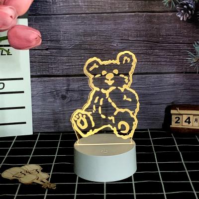 China Modern Simple Warm Illusion Hello Kitty 3D Visual Bear Boy Girl Love Bear Night Light LED Gifts Night Light for sale