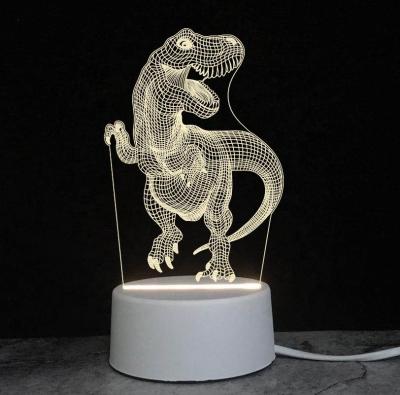 China Modern Customizable Acrylic Night Light Dinosaur 3d Decorative Plug-in Mini Led Night Light Decorative Base With USB Sensor for sale