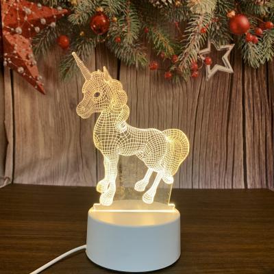 China Couples Modern Romantic 3D Decoration Light Bedroom Night Lamp Switch Home Atmosphere Unicorn Night Light for sale