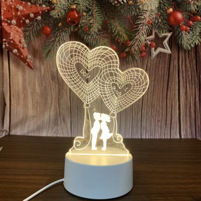 China Modern Love Balloon Lamparas LED 3 Colors Night Light Baby Kids Bedroom Bedside Desk Lamp USB Stereo Lamp for sale