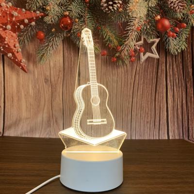 China Wholesale Acrylic Bass Guitar LED Night Light Bedroom Lamps 3D Illusion Lamps Modern LED Night Light for sale