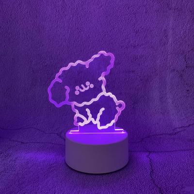 China Customized Acrylic Light Colorful 3 Light Colors Friendship Lamps Children LED Night Light Modern Bedroom 3D Switch Decorations for sale