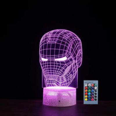 China Modern 2021 3D Colorchanging LED Lamp Marvel Ironman 3D Lamp Children Christmas Gifts Bebside Light Acrylic Lamp Customized Acrylic Light for sale