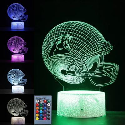 China Modern Amazing Super Bowl Super Bowl Gift American NFL Rugby Football Helmet LED Lamp 3D Illusion Visual Night Light for sale